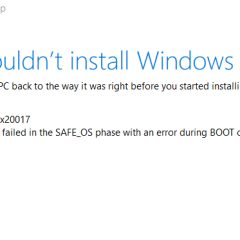 0xC1900101 – 0x20017 Installation failed in SAFE_OS phase with an error during BOOT operation